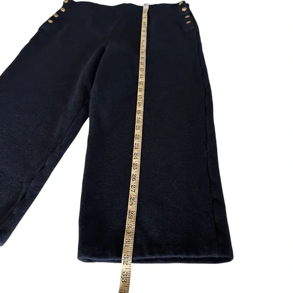 Vintage Lauren Ralph Lauren 100% Merino Wool Navy Wide Leg Cropped Pants L - Picture 8 of 9